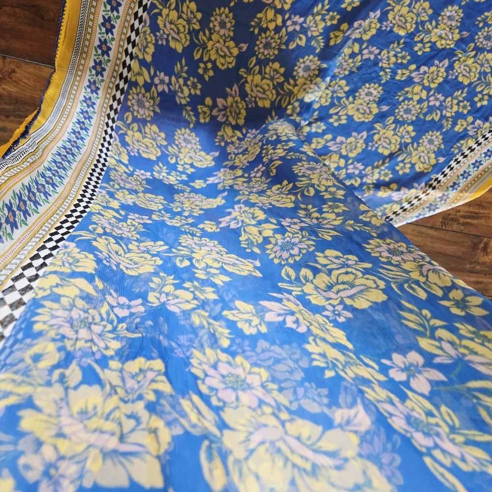 Printed Embroidered Top Kameez Dupatta Long Scarf 100% Cotton Causal Wear Dress - Picture 8 of 8